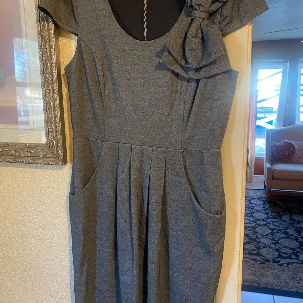 Charlotte Russe Gray Dress with Bow Detail